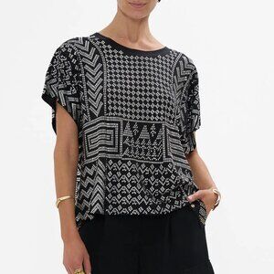 Embellished T-Shirt with Dropped Armhole in "They Called Her Nefertari" Pattern